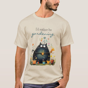 T-shirt Jardinier Chat Capriceux "J'aimerais Mieux Jardine