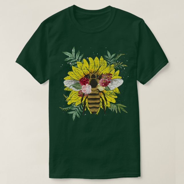 T-shirt Jardinier Flower Insect Jardin botanique Floral Be (Design devant)
