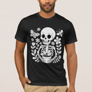 T-shirt Jardinier squelette Art Pot de fleur fantaisiste