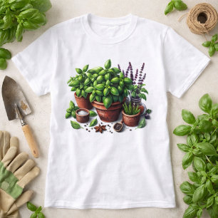 T-Shirt Jardinière Plante Herbes Basilic