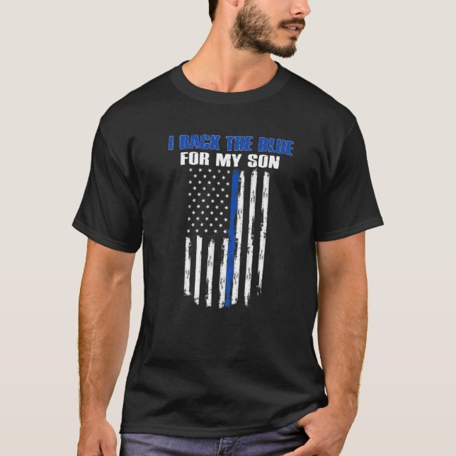 T-shirt J'Arrive Le Bleu Pour Mon Fils Fier Officier De Po (Devant)