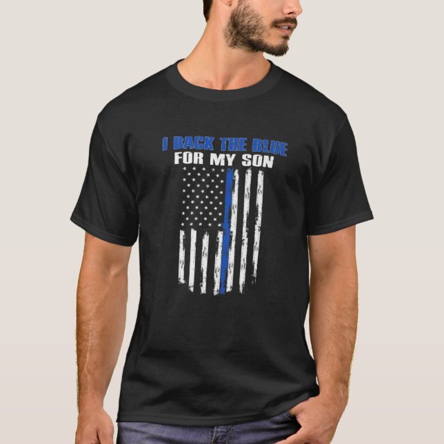 T-shirt J'Arrive Le Bleu Pour Mon Fils Fier Officier De Po (Devant)