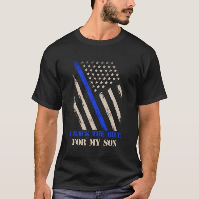 T-shirt J'Arrive Le Bleu Pour Mon Fils Fier Policier Offic (Devant)