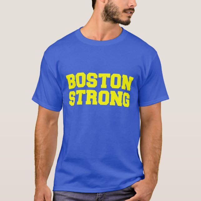 T-shirt jaune bleu fort de Boston (Devant)