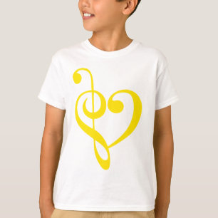 T-shirt Jaune de coeur de musique