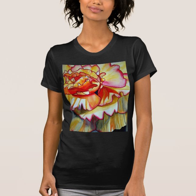 T-shirt Jaune de la fleur de Begonia aquarelle art origina (Devant)