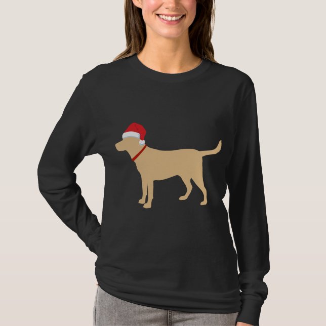 T-shirt Jaune Lab Santa Hat Cute Labrador Noël (Devant)