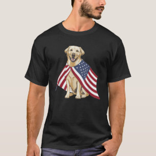 T-shirt Jaune Labrador Labs Patriotique American Flag Chie