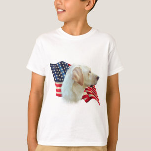 T-shirt Jaune Labrador Retriever American Flag,