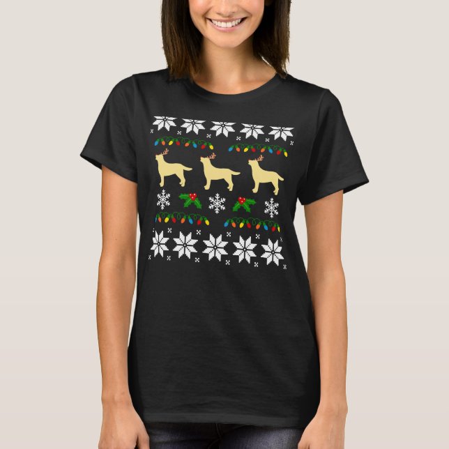 T-shirt Jaune Labrador Retriever Trier Motif de Noël (Devant)