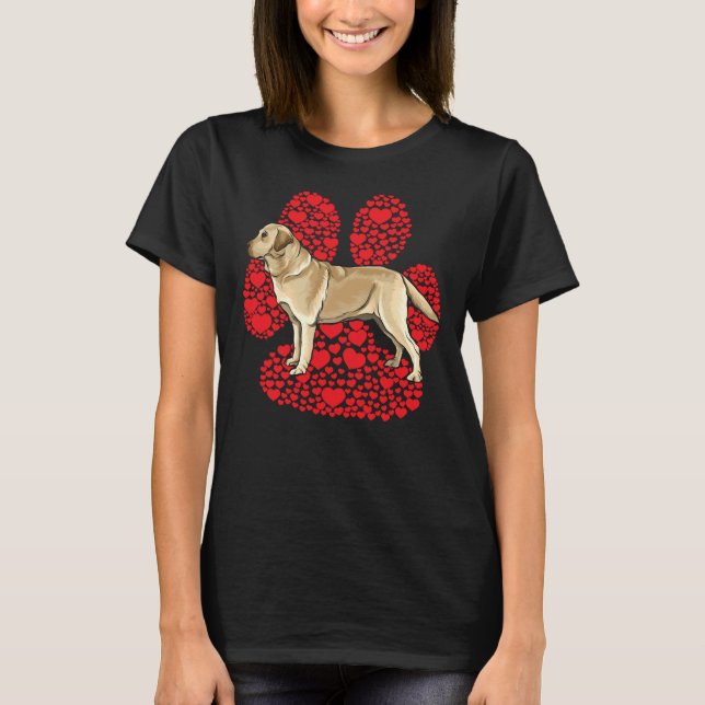 T-shirt Jaune Labrador Retriever Valentines Day Chien Love (Devant)