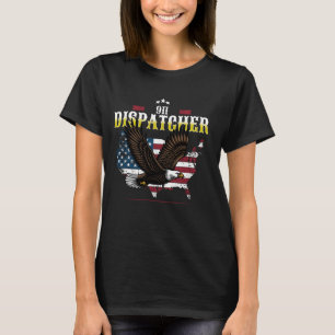 T-shirt Jaune Ligne 911 Aigle Dispatcher Eme Drapeau Améri