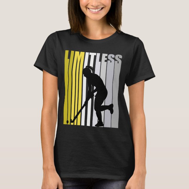 T-shirt Jaune Limitless Hockey Anniversaire Cute Retro Fem (Devant)