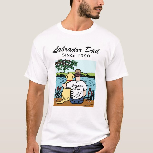 T-shirt jaune personnalisé de Labrador et de papa (Devant)