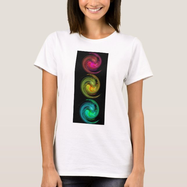 T-shirt JAUNE ROUGE BLEU CLAIR VORTEX Fractal Art (Devant)