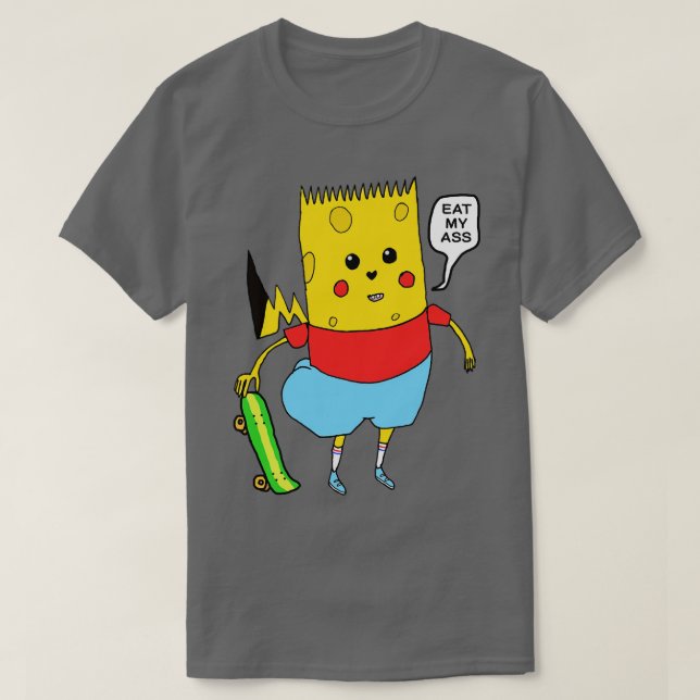T-shirt Jaune toon Caractère ÉpongeBart PikaPants Frapper  (Design devant)