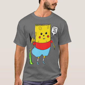 T-shirt Jaune toon Caractère ÉpongeBart PikaPants Frapper 