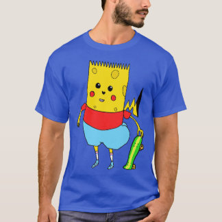 T-shirt Jaune toon Caractère ÉpongeBart PikaPants Frapper 