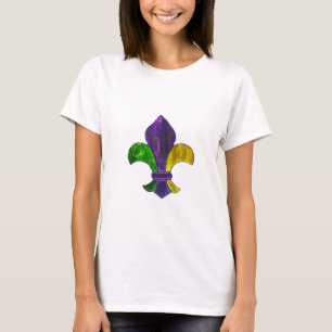T-shirt Jaune vert de Fleur De Lis Purple de mardi gras