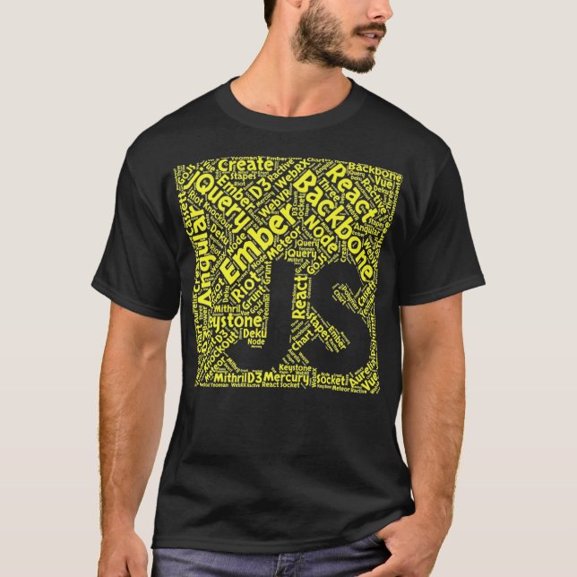 T-shirt JavaScript Shirt original JS Framework Cloud Yell (Devant)
