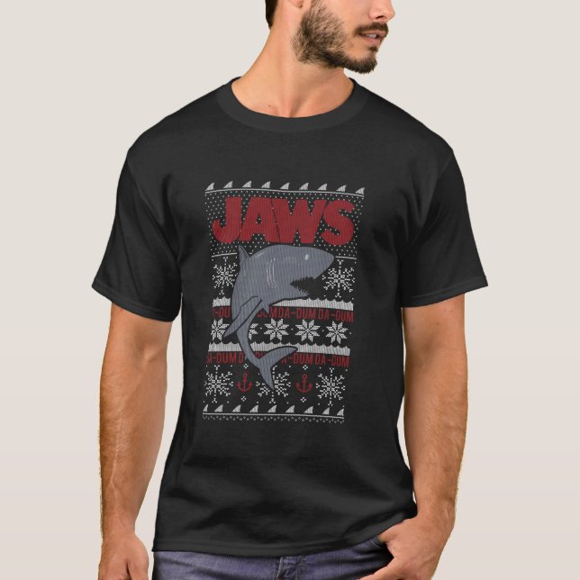 T-shirt Jaws Dun Dun Shark laide pull de Noël (Devant)