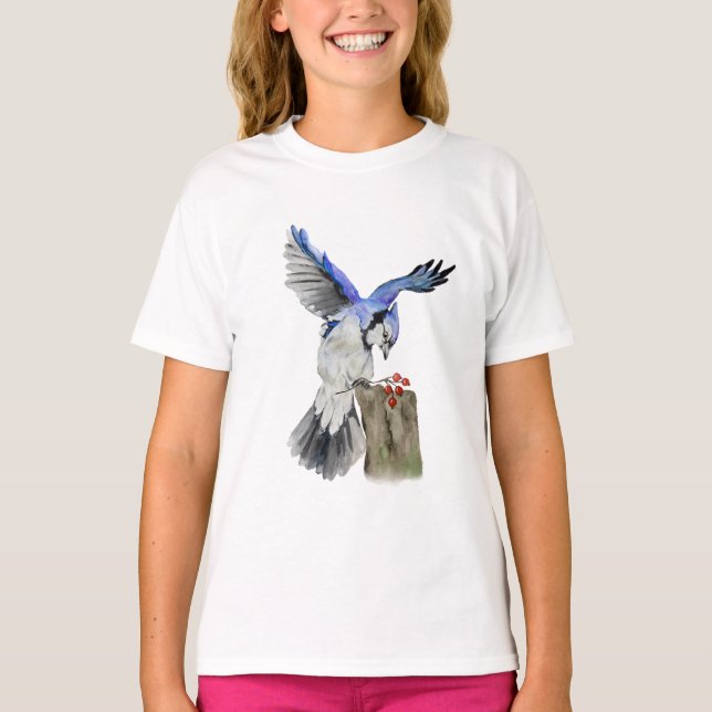 T-shirt Jay bleu d'oiseau de la forêt (Devant)