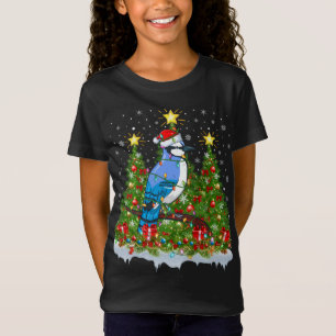 T-Shirt Jay bleu Oiseau Jay Lumières Père Noël Jay bleu No