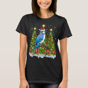 T-shirt Jay bleu Oiseau Jay Lumières Père Noël Jay bleu No