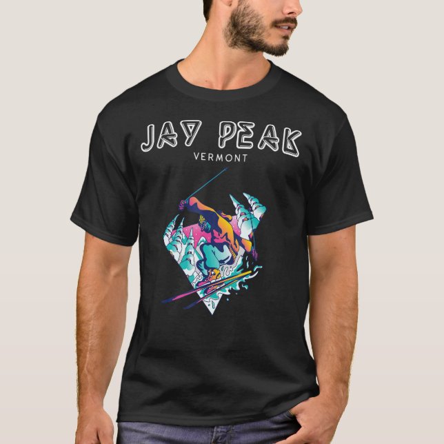 T-shirt Jay Peak Vermont Retro Skier (Devant)