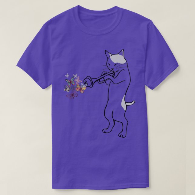 T-shirt Jazz Cat Playing Trumpet (Design devant)