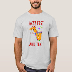 T-shirt Jazz Fest Sax, ajoutez le nom