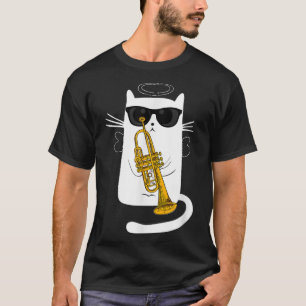T-shirt Jazz Funk & Soul Cool Cute Cat Playing Trumpet