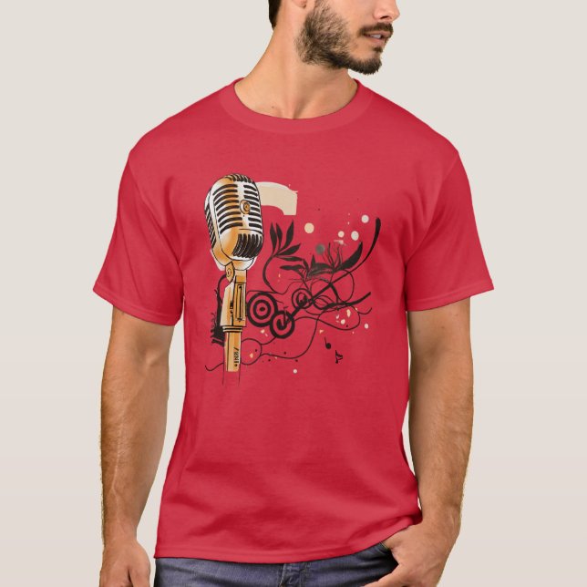 T-shirt Jazz monochrome : Arrière - plan de croquis minima (Devant)
