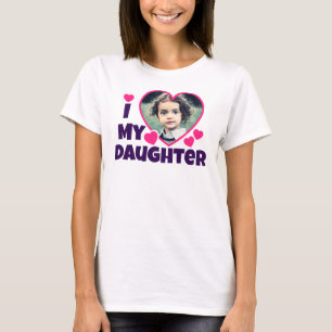 T-shirt J'Coeur Ma Fille Photo Personnalisée Rose