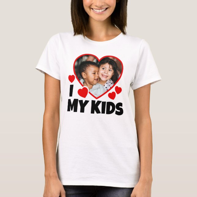 T-shirt J'Coeur Mes Enfants Photo Personnalisée (Devant)