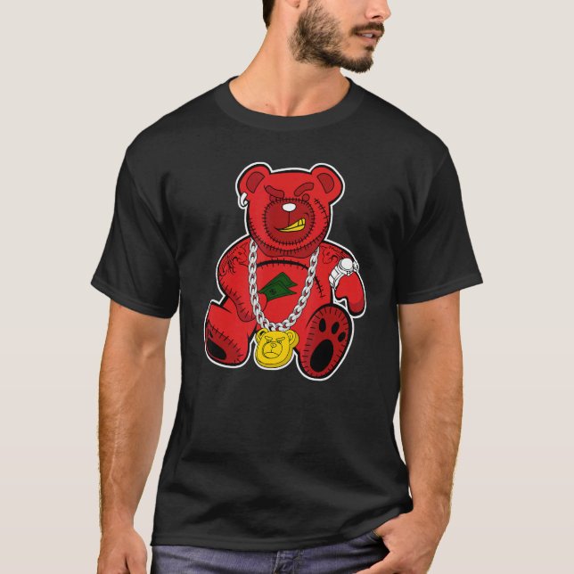 T-shirt JD 4 Red Thunder Rich Bear Red Thunder 4s Matching (Devant)