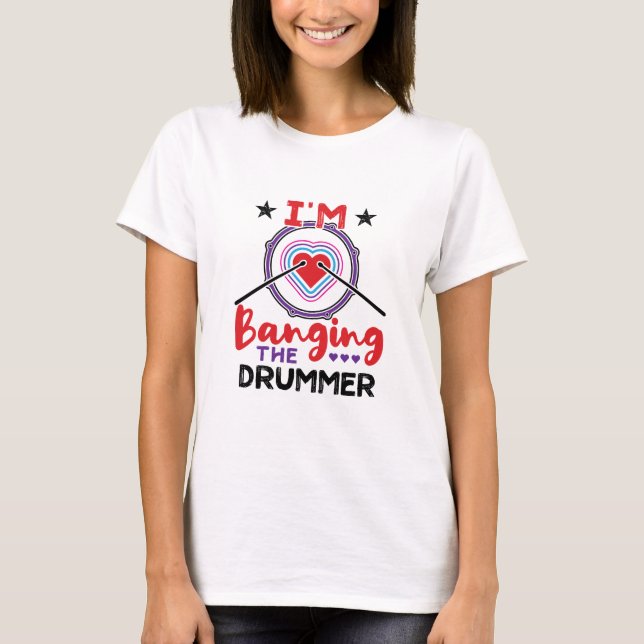 T-shirt Je bats la camarade de tambour drôle (Devant)