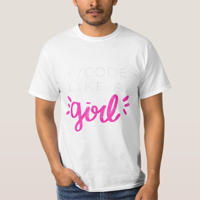 T-shirt Je Code Comme Une Fille Drôle Binary Coding Ordina (Devant)