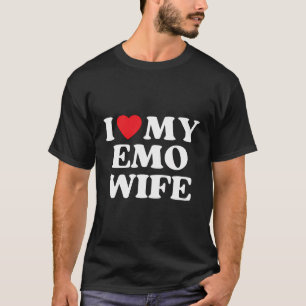 T-shirt Je Coeur Ma Femme Emo Drôle Citation Coeur Rouge M