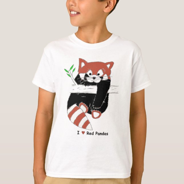 T-shirt Je Coeur Pandas Rouges (Devant)