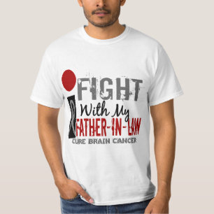 T-shirt Je combats avec mon cancer du cerveau de beau-pèr