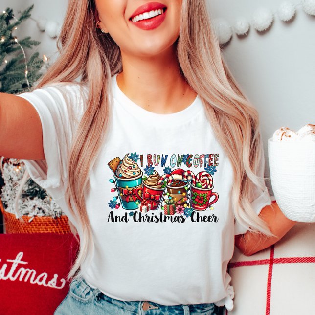 T-shirt Je cours sur le café Noël Cheer Teer (Créateur téléchargé)