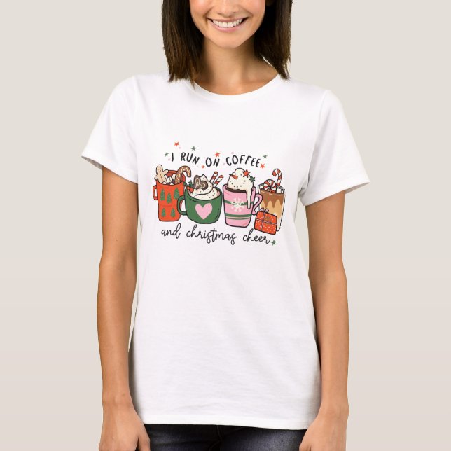 T-shirt Je cours sur le café Noël Soir drôle Noël (Devant)