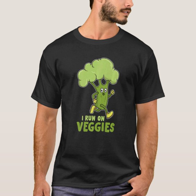 T-shirt Je cours sur Légume le brocoli sportif (Devant)