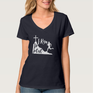 T-shirt Je cours vers Jésus courir Jogging Religieux Chrét