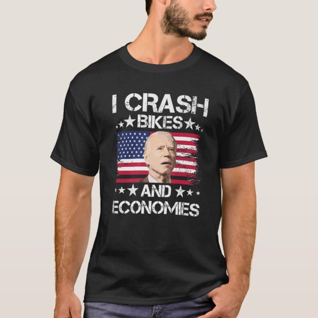 T-shirt Je Crash Vélos Et Économies Drôle Joe Biden (Devant)
