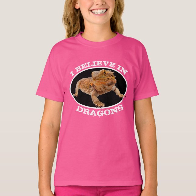 T-shirt "Je crois aux dragons" avec le dragon barbu (Devant)