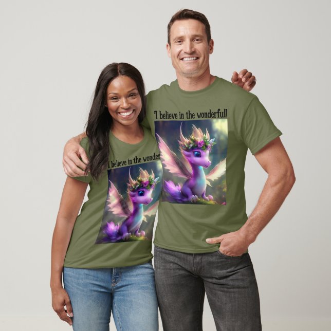 T-shirt Je crois aux Merveilleux ! (Dragon de Fée Violette (Unisexe)