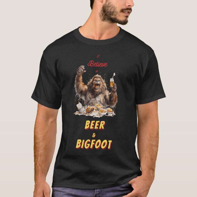 T-shirt Je crois en Bigfoot et la bière (Devant)