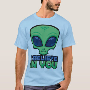 T-shirt Je crois en toi, ami alien de dessin animé